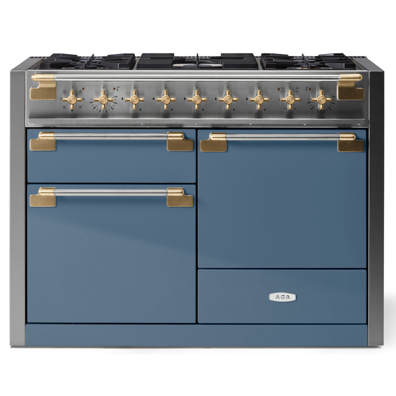 Elise 48" Range, Antique Brass;Stone Blue, Dual Fuel