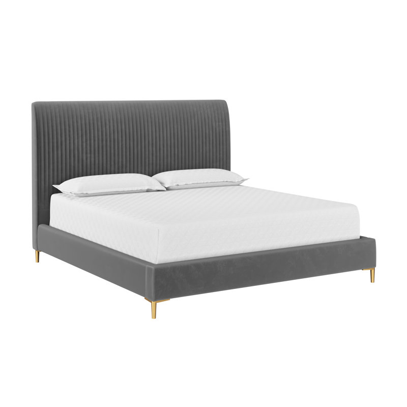 Charnese Upholstered Bed, King, Gray