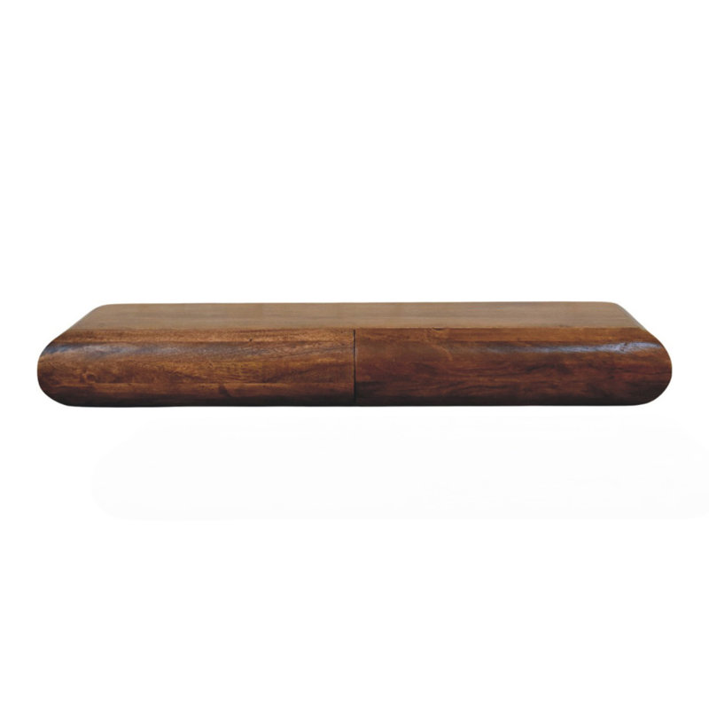 Console murale en bois massif Solis, H 4,72 po x l 35,43 po x P 12,6 po, Brun