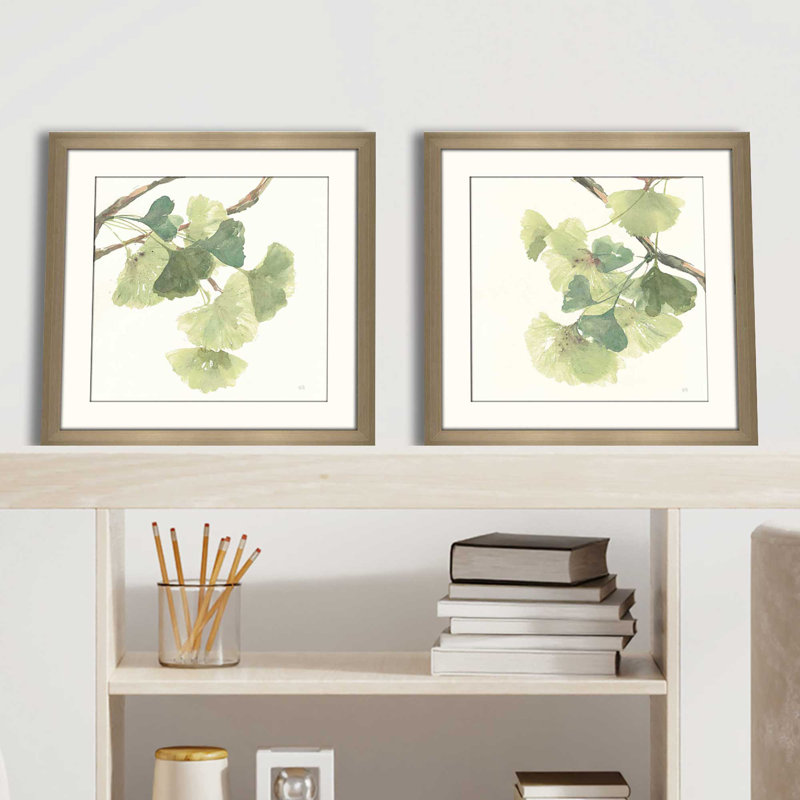 Chris Paschke «Gingko Leaves I Light», impression sous verre