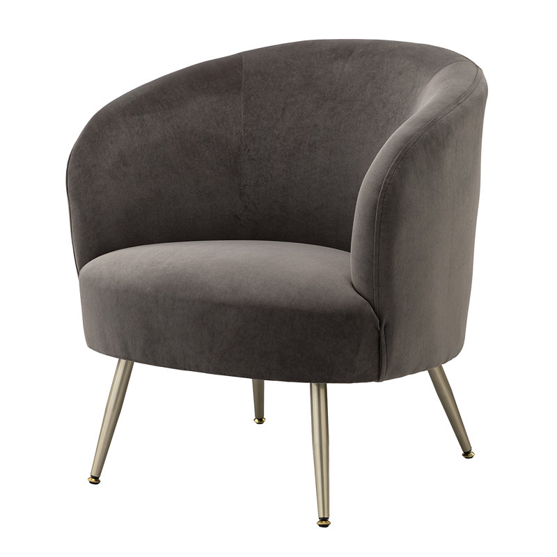 Fauteuil demi-tonneau Dian, Velours gris