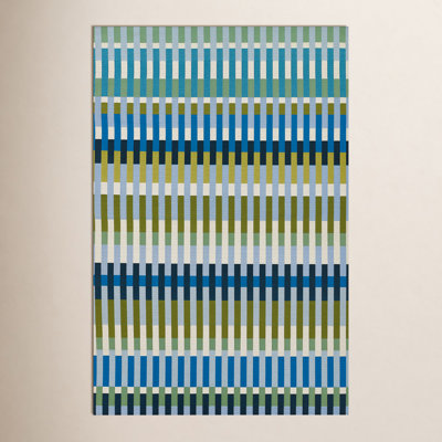 Icon Blue Striped Outdoor Rug