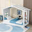 Lit simple avec lit gigogne, rideaux de tente et tablettes latérales-658718495