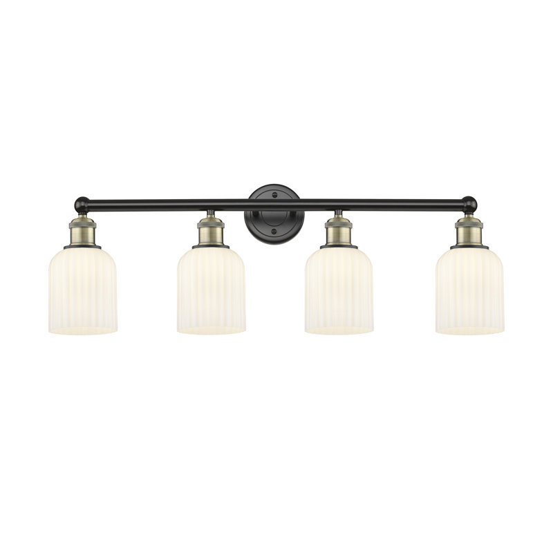 Fiennes 4 - Light Dimmable Vanity Light, Black Antique Brass, White