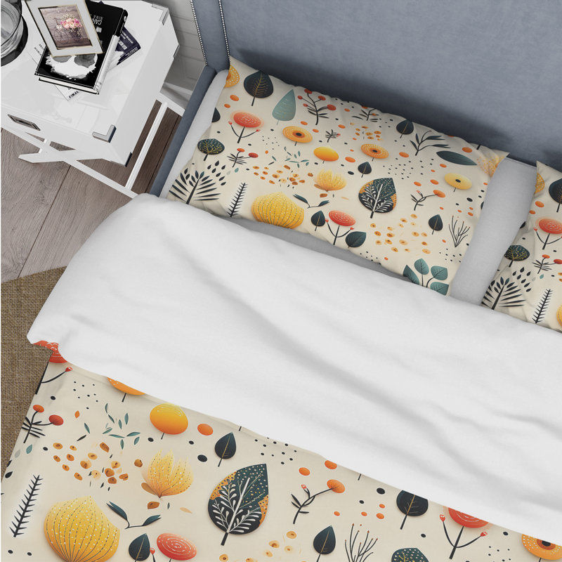 Eclectic Botanical Harmony - Eclectic Duvet Cover Set - Microfiber Polyester, Queen Duvet Cover + 2 Standard Shams