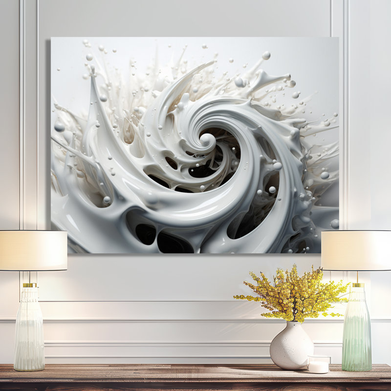 Liquide, tourbillon de tourbillon noir et blanc II - spirales abstraites, art mural, H 30 po x l 40 po x P 1,5 po