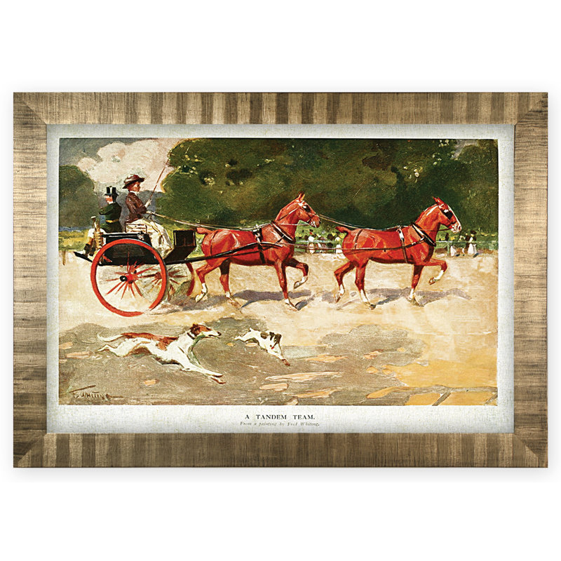« cheval drawed coach alamy », impression, H 29 po x l 41 po x P 2 po, Encadrement doré antique, Pas de tapis