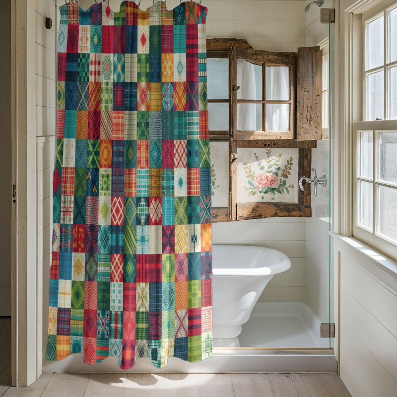 Rideau de douche 1 pièce Cozy Plaid Collection, H 74 po x l 71 po