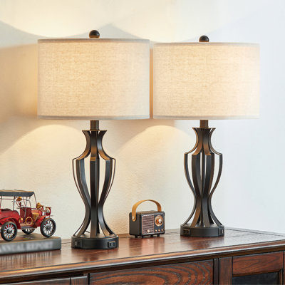 Ensemble de lampe de table USB en métal 22 po Kingsview