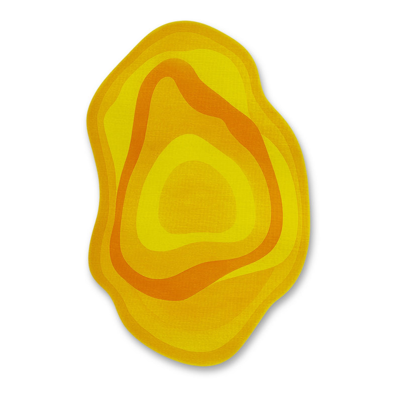 Tapis jaune tissé à motif abstrait lavable Mosso, 2'6" x 4'11"