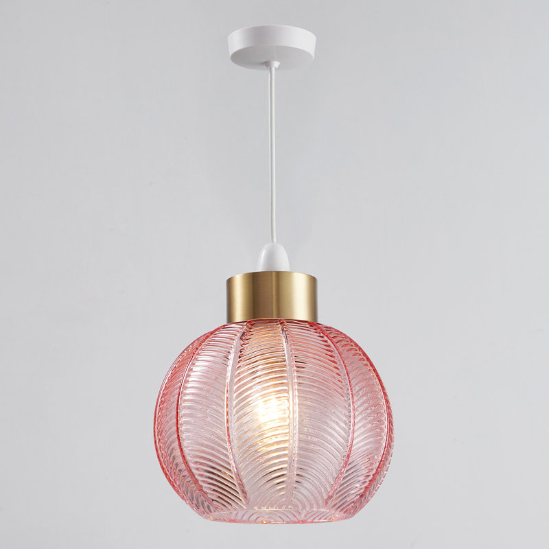21cm H Glass Round Pendant Shade ( Clip On ), Pink