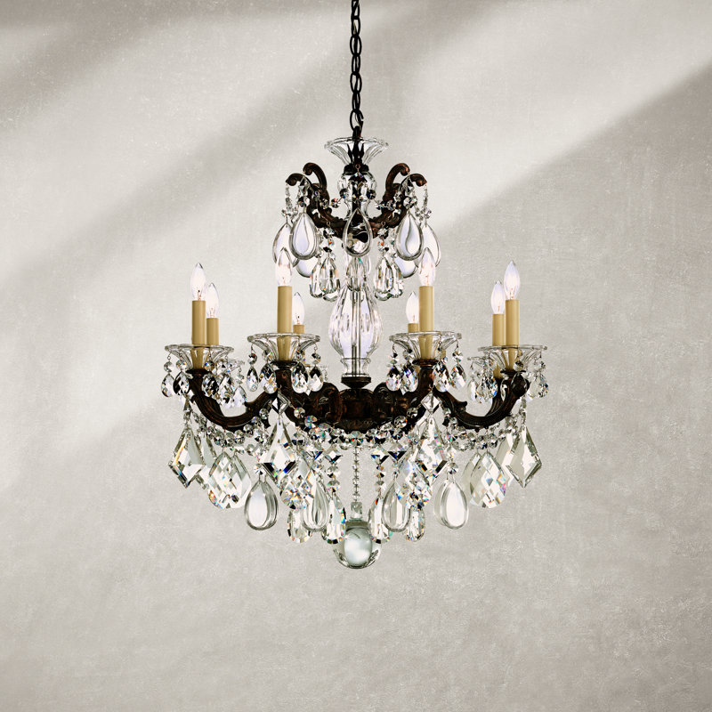 La Scala 8 - Light Glass Chandelier, Etruscan Gold, Handcut Clear