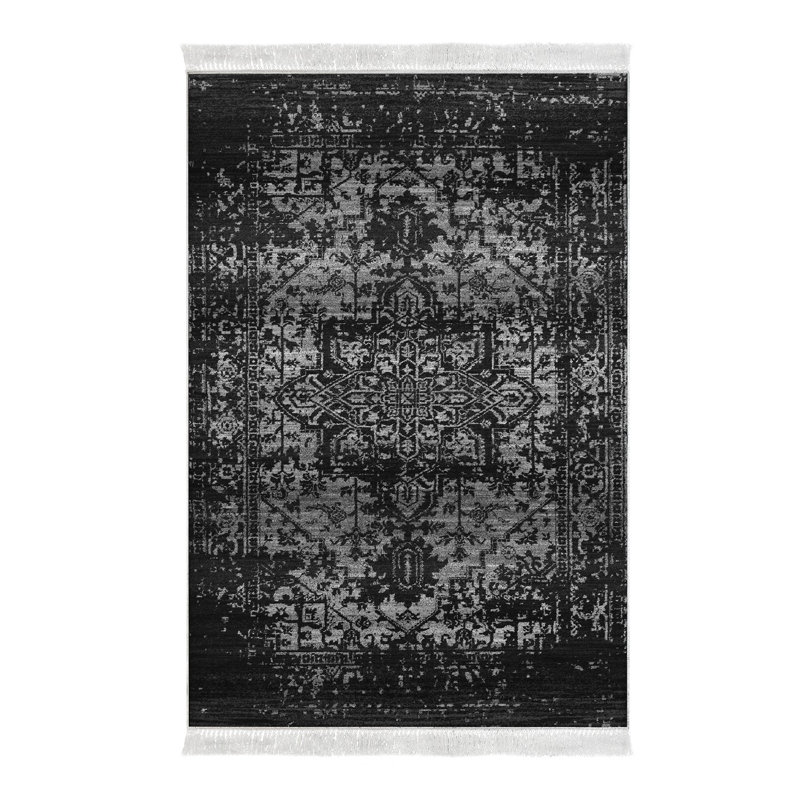 Tapis noir / gris Millie, Rectangle 3 pi 11 po x 5 pi 11 po