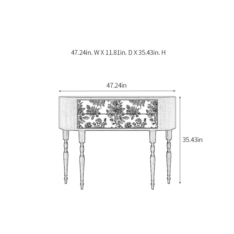 Console rétro élégante avec 2 tiroirs, H 35,43 po x l 47,24 po x P 11,81 po