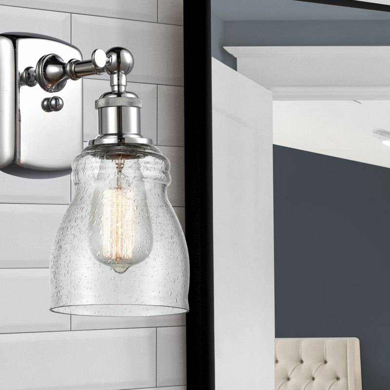 Mccarver Armed Sconce, LED, Seedy, Polished Chrome