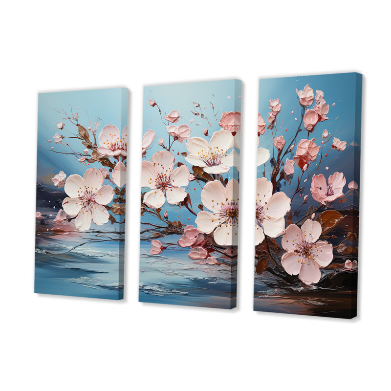 Fleur de pommier, ensemble d'art sur toile, H 32 po x l 48 po x P 1 po