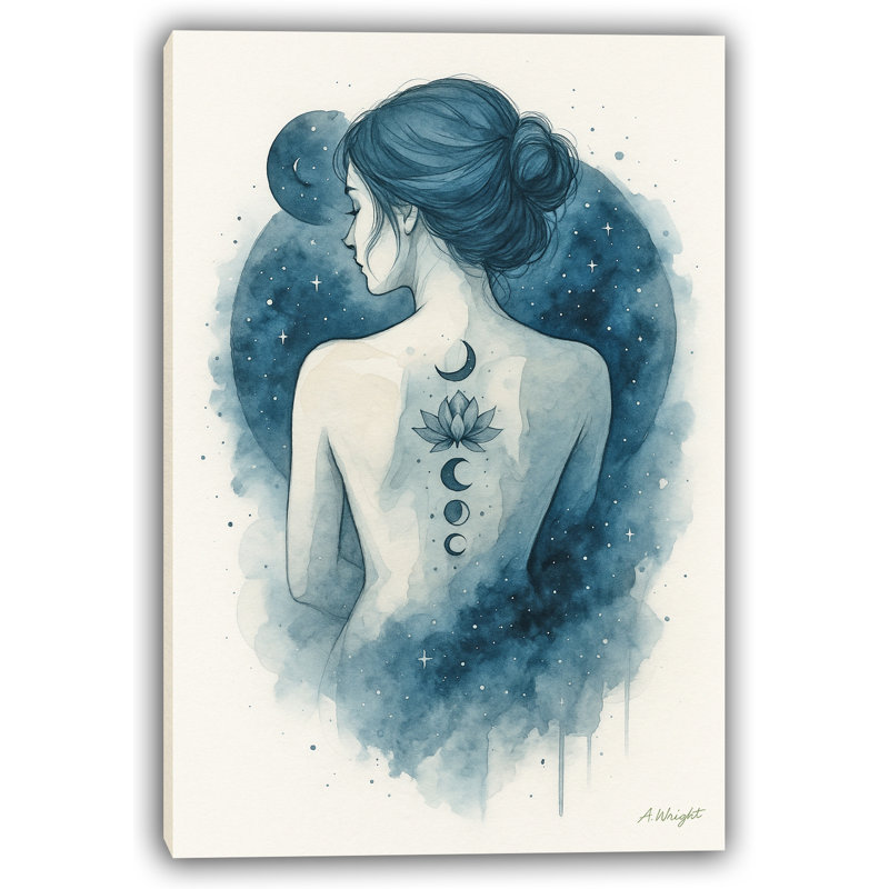 Art céleste sur toile, "Lune céleste", H 24 po x l 16 po