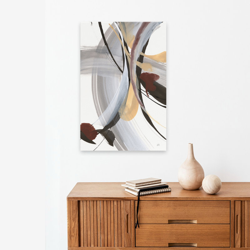 «Bundled II - Abstract Bornw Brushstokes», art gris, H 24 po x l 16 po