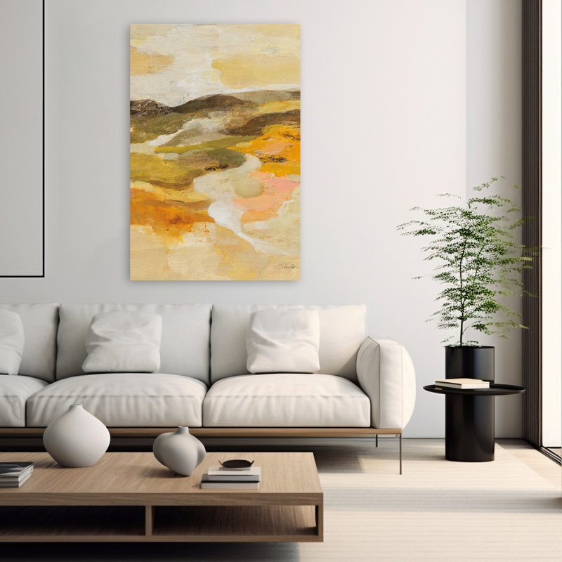Sunny Road II - abstrait brun-gris vif, H 60 po x l 40 po