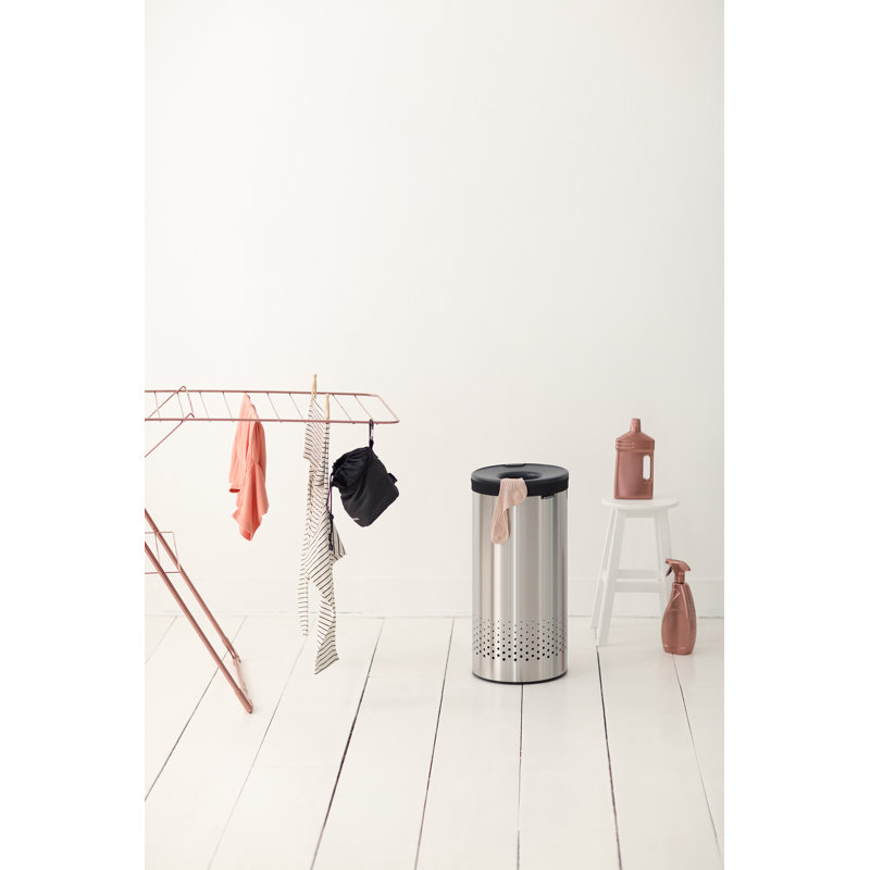 Brabantia Laundry Bin, Matt Steel / Dark Grey, 63 cm H x 30 cm W x 30 cm D