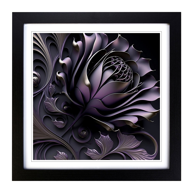 Lavender Flower Art Deco - Framed Print, Black Framed