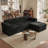 Sisler 4 Piece 106" Oversized Sleeper Modular L Shape Corduroy Upholstered Compression Sectional Sofa, No Assembly Required, with Storage Pockets-1604070409
