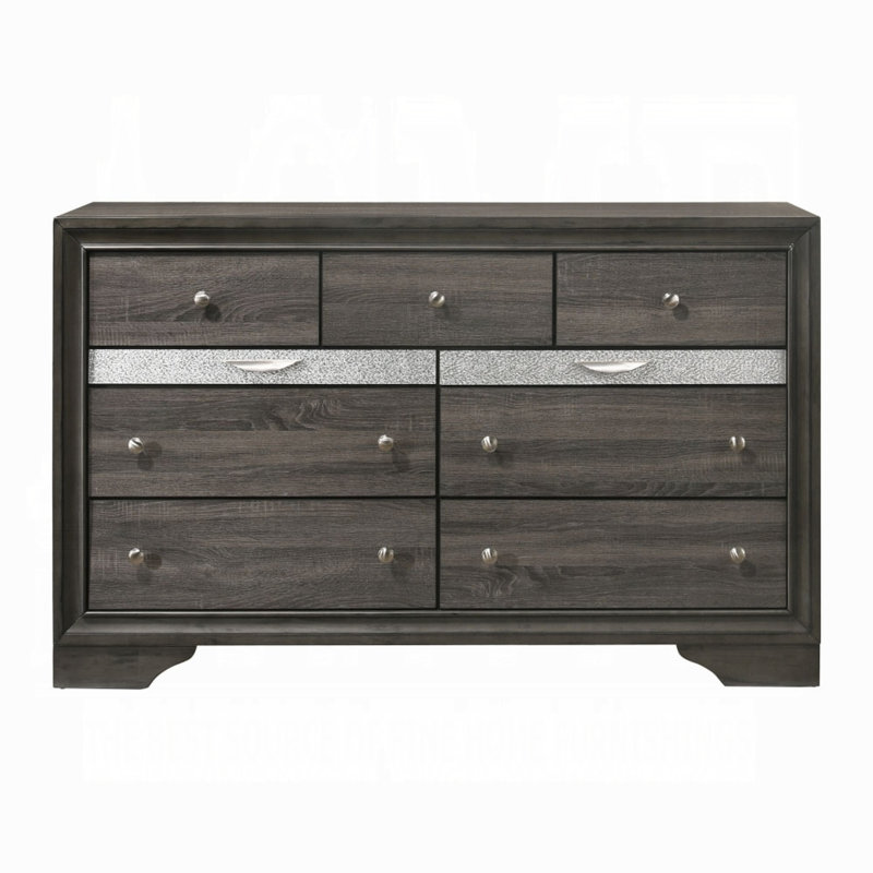 Commode 7 tiroirs Naima, Gris clair