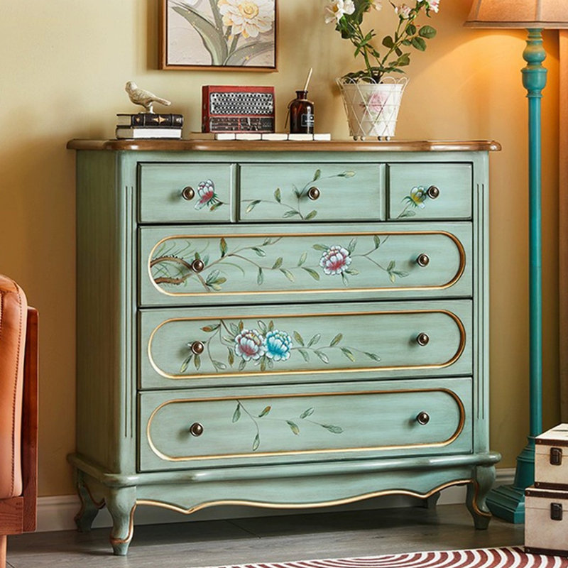 Armoire d'appoint en bois manufacturé vert massif