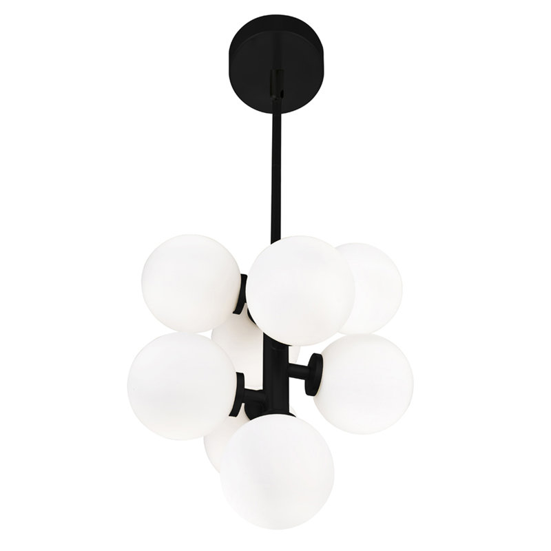 12'' Black Modern Pendant Light for Kitchen Island, Dining Room, Foyer – 8-Light with G9 LED Bulb Base, Black