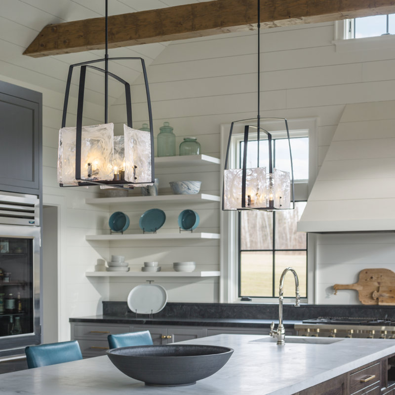 Arc 4 - Light Lantern Rectangle Chandelier, Modern Brass
