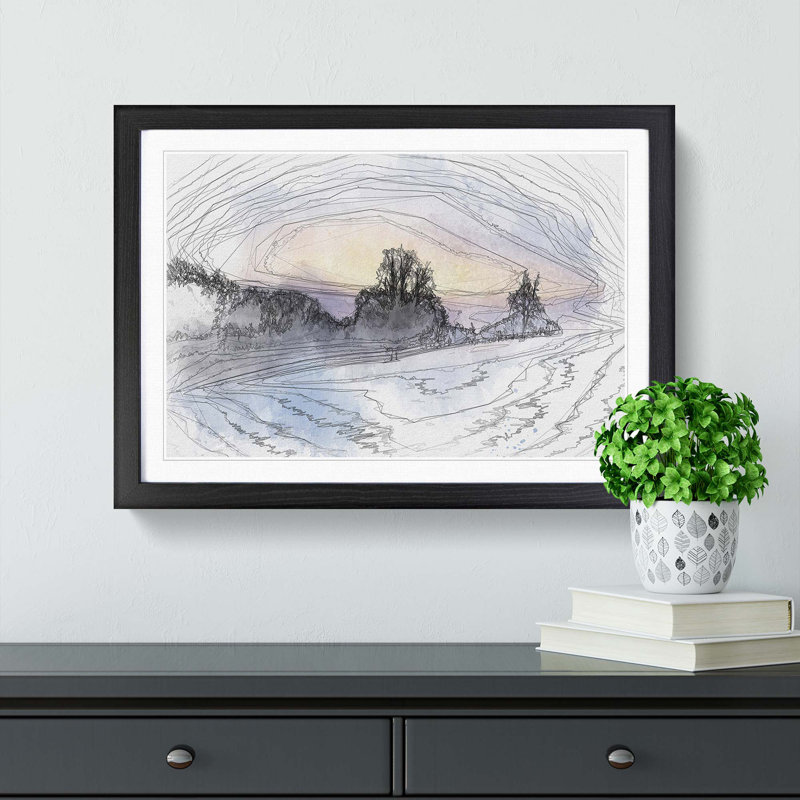 Trees at Wintertime in Slovakia in Abstract - Picture Frame Graphic Art Print, 50cm H x 76cm W x 2cm D, Black