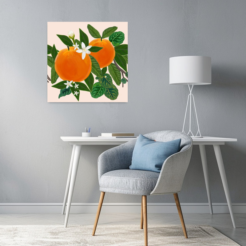 Art contemporain, art floral abstrait, H 24 po x l 24 po