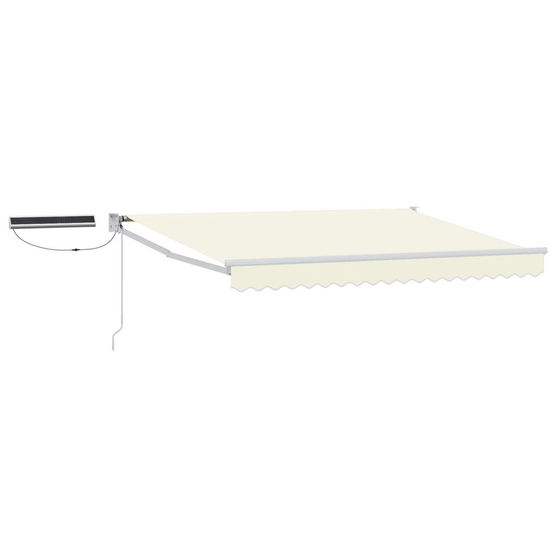 VidaXL Polyester Cover Retractable Patio Awning, 165cm H x 300cm W x 250cm D, Cream/White