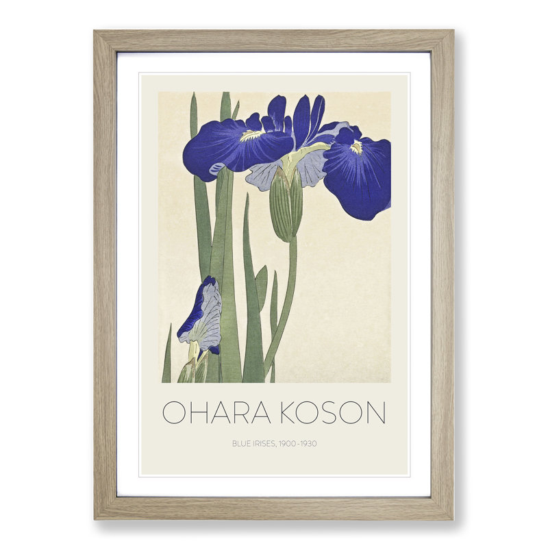 Blue Irises by Pierre-Auguste Renoir - Picture Frame Art Prints, 65cm H x 48cm W x 2cm D, Oak