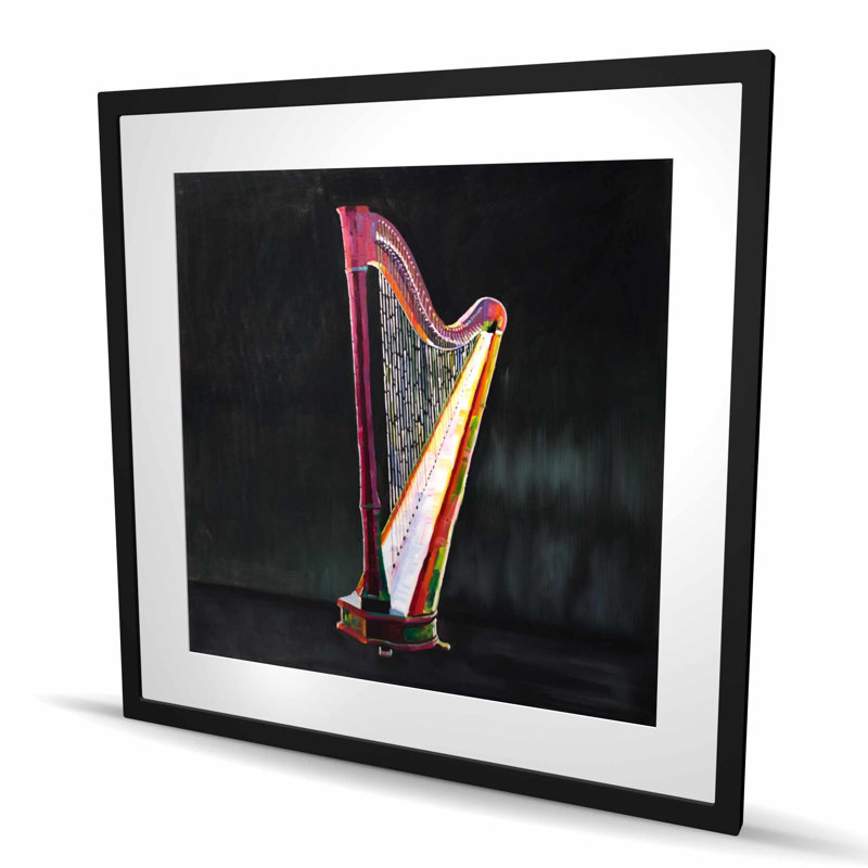 Harpe colorée et réaliste | Décoration de chambre à coucher encadrée musicale