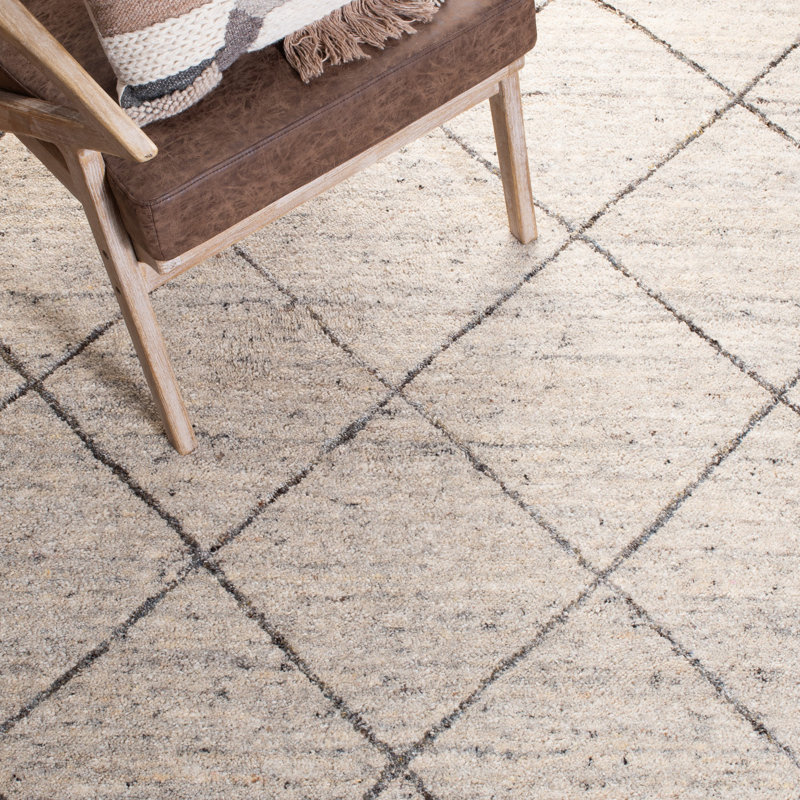 Tapis ivoire en laine touffeté à la main Moniz, Rectangle 9 pi x 12 pi