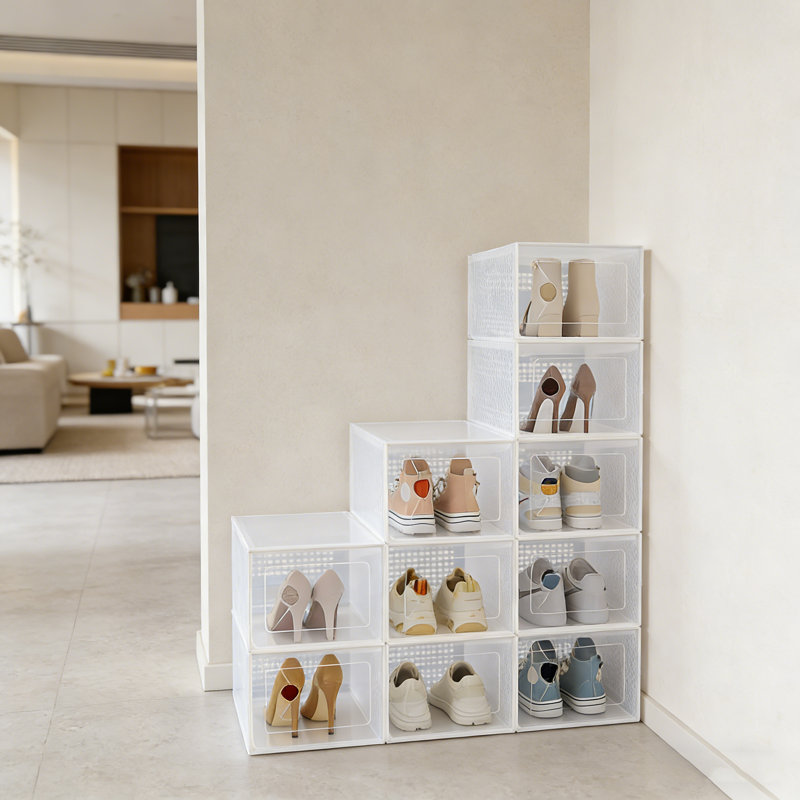 Stackable Shoe Boxes, 12-Pack With Lids