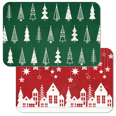Napperons scandinaves réversibles rectangulaires Holiday Trees