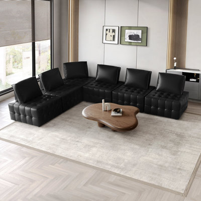 6-Piece PU Faux Leather Modular Chair Set by Ivy Bronx