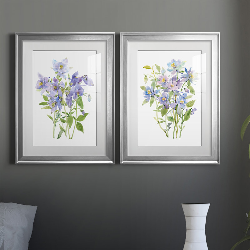 «Columbine Spray I», reproduction encadrée de qualité supérieure - prête à être accrochée, Cadre argenté