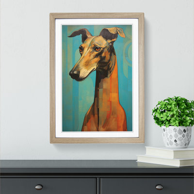 XYZ-FRM-V1223-3526 Greyhound Art Deco - Single Picture Frame Print on Wood