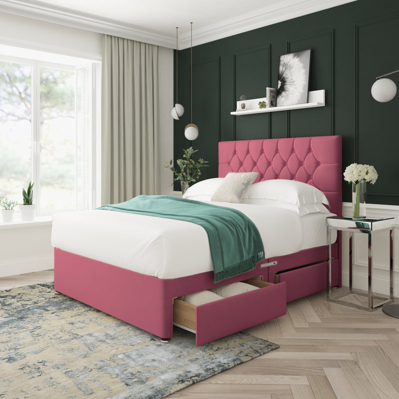 Upholstered Bed, Maroon, Double (4'6)