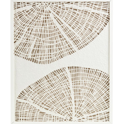 Abstrait objet côtier décoratif - art mural riz, l 25,58 po x H 31,27 po, fait à la main à l'intérieur, protégé par un ornement en verre et en lin blanc, intérieur