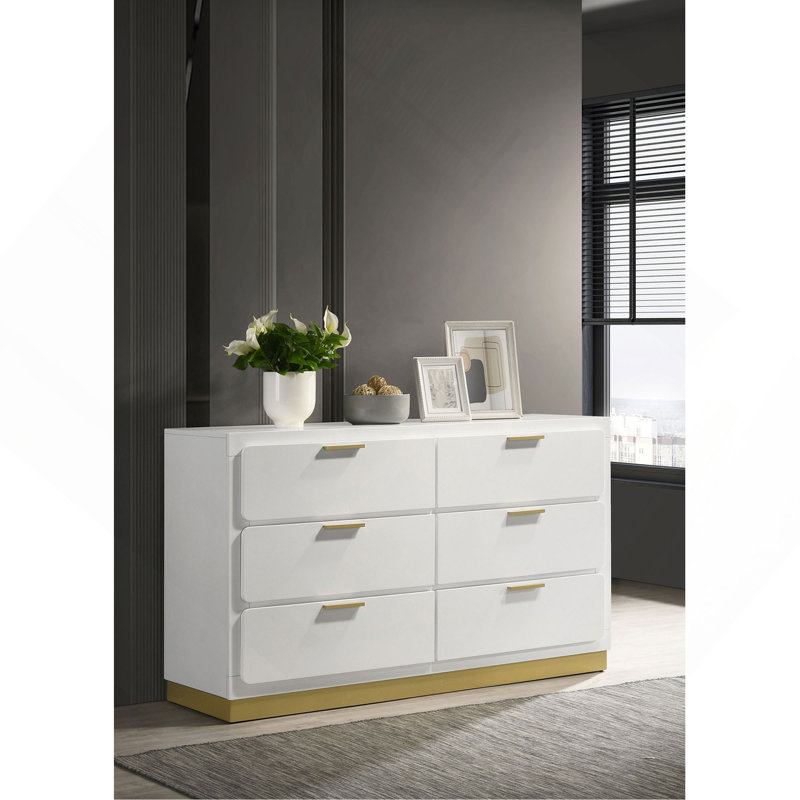 Commode de chambre à 6 tiroirs, Blanc