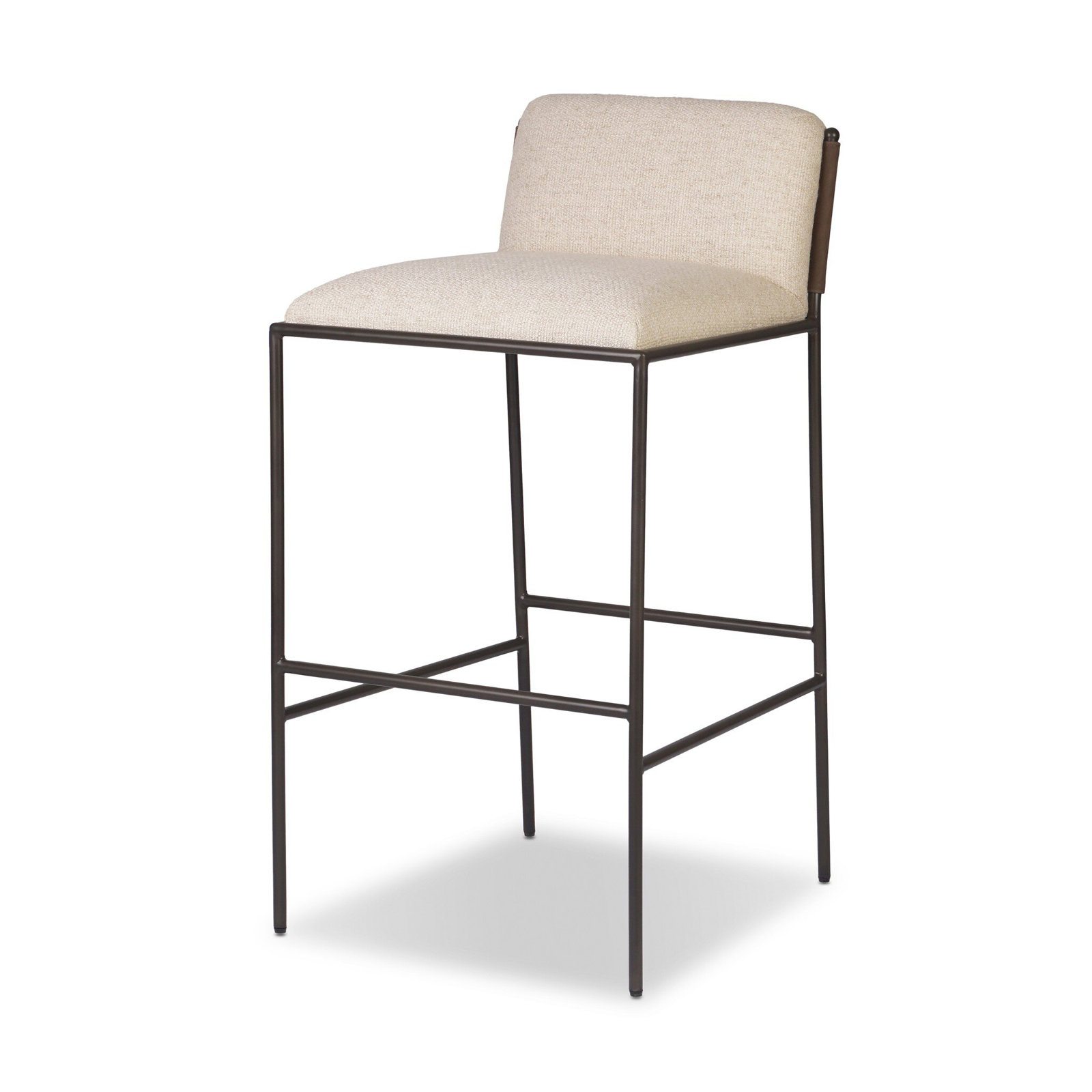 Rachael " Genuine Leather and Linen Bar Stool, Merida Natural, Bar Stool (31” Seat Height)