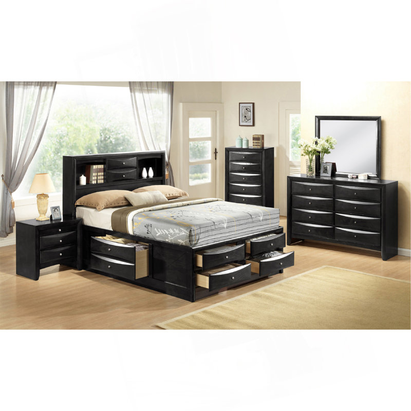Mobilier de chambre à coucher 1Pc, Noir, Très grand lit