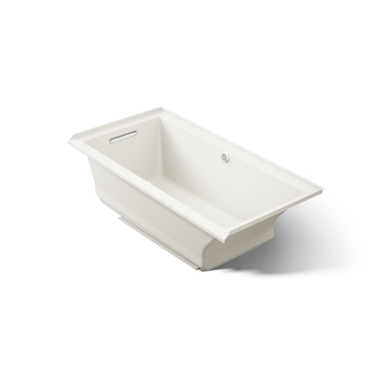 Underscore 60" L x 30" W Alcove/Tile in Whirlpool Acrylic Bathtub with Heater Included, Biscuit, Left