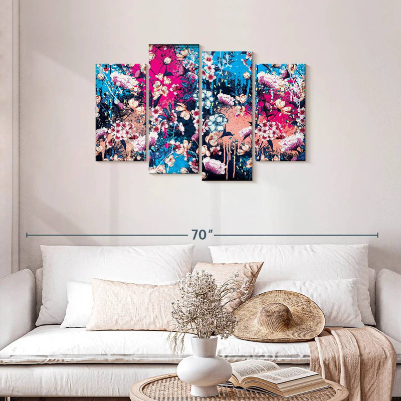 Fleurs botaniques éclaboussées Kerner, H 27 po x l 43 po