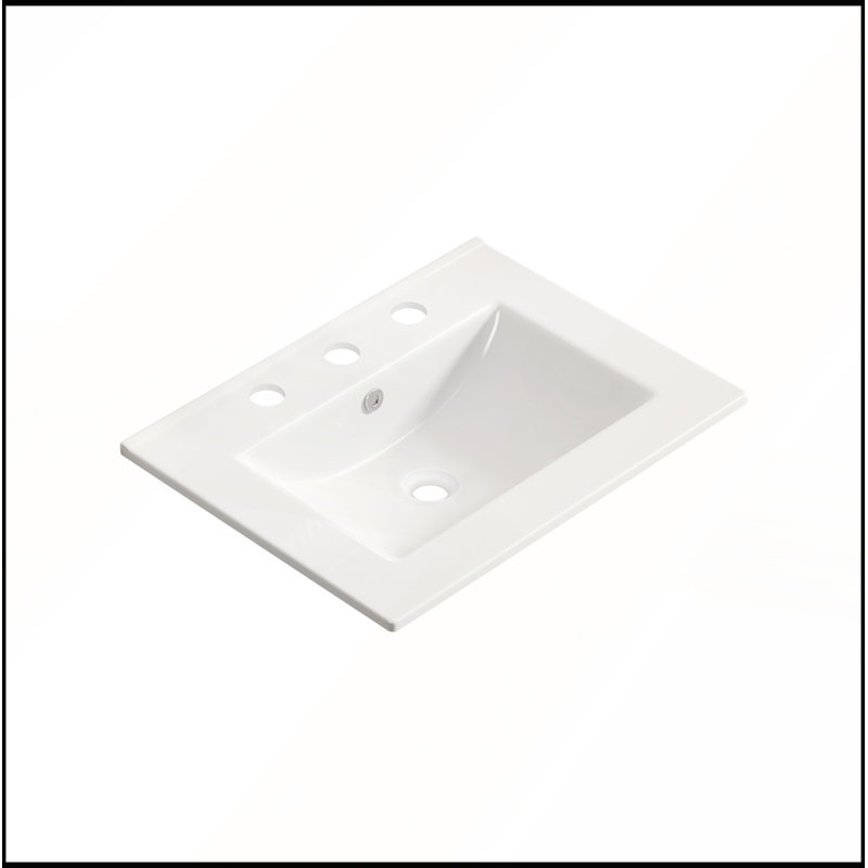 Lavabo de salle de bain en cÃ©ramique de 24 pouces avec trous prÃ©-percÃ©s, pour un dÃ©cor moderne et une installation facile
