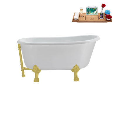 57.5'' x 29.5'' Freestanding Soaking Acrylic Bathtub